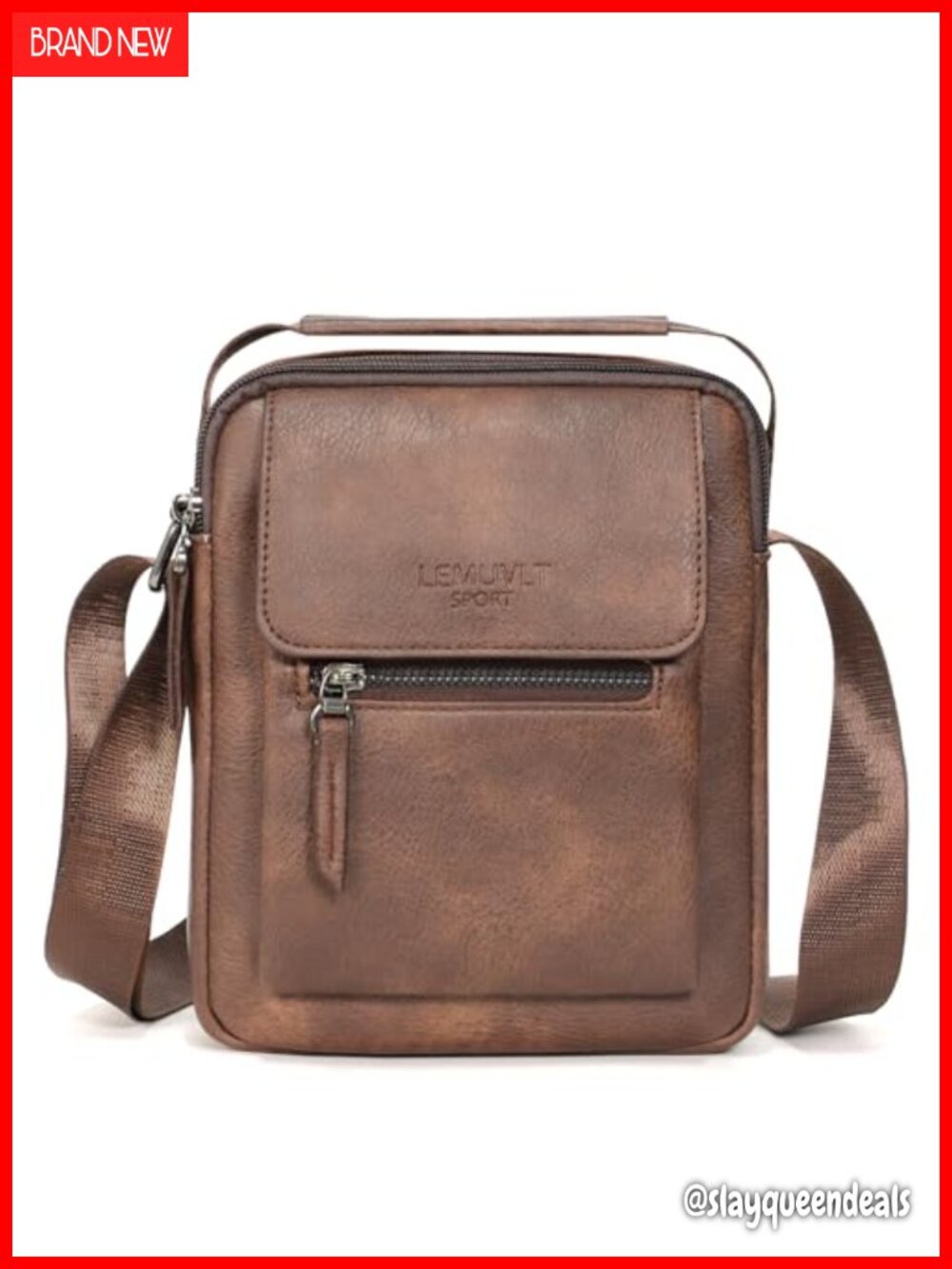 PU Leather Crossbody Bag Messenger Satchel Adjustable Strap Multi Pockets